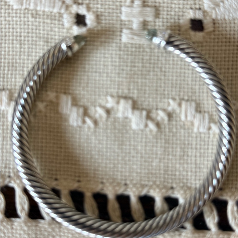David Yurman Classic Sterling Silver w/Prasiolite Diamonds 5mm.Authentic EUC M - Picture 2 of 15